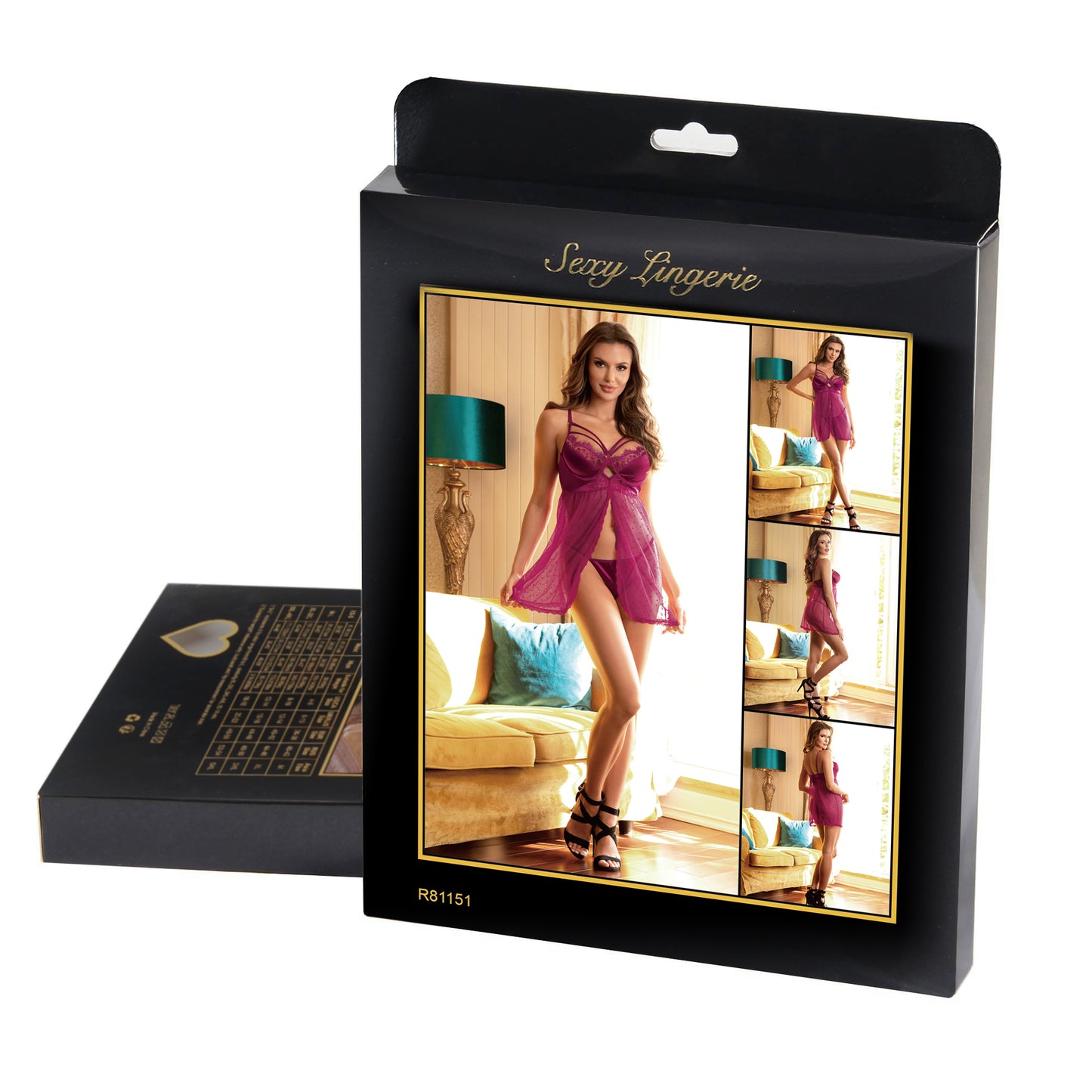 Purple Open Front Dot Patterns Comfortable Mesh Babydoll