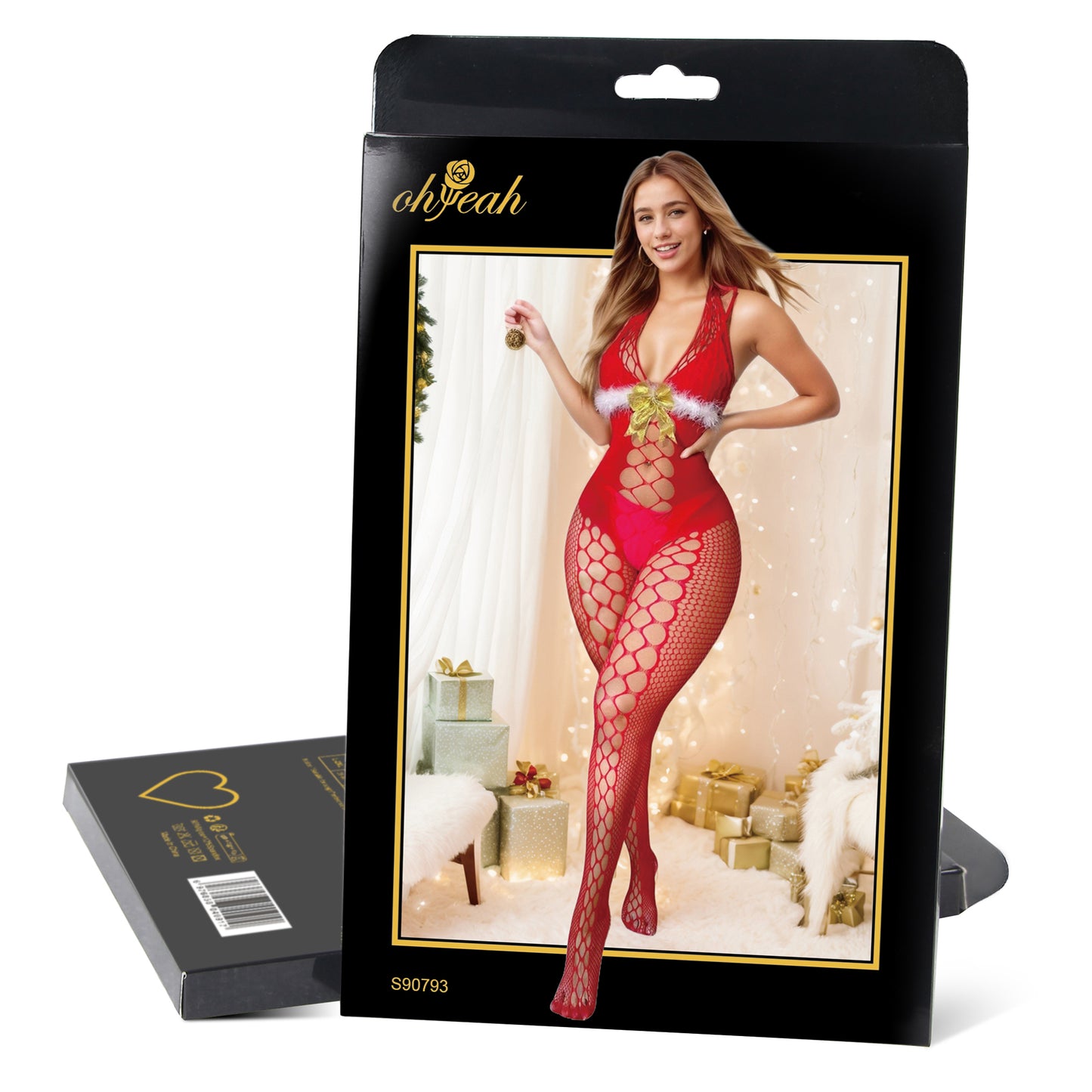 Red Sexy Christmas Fluffy Bodystocking