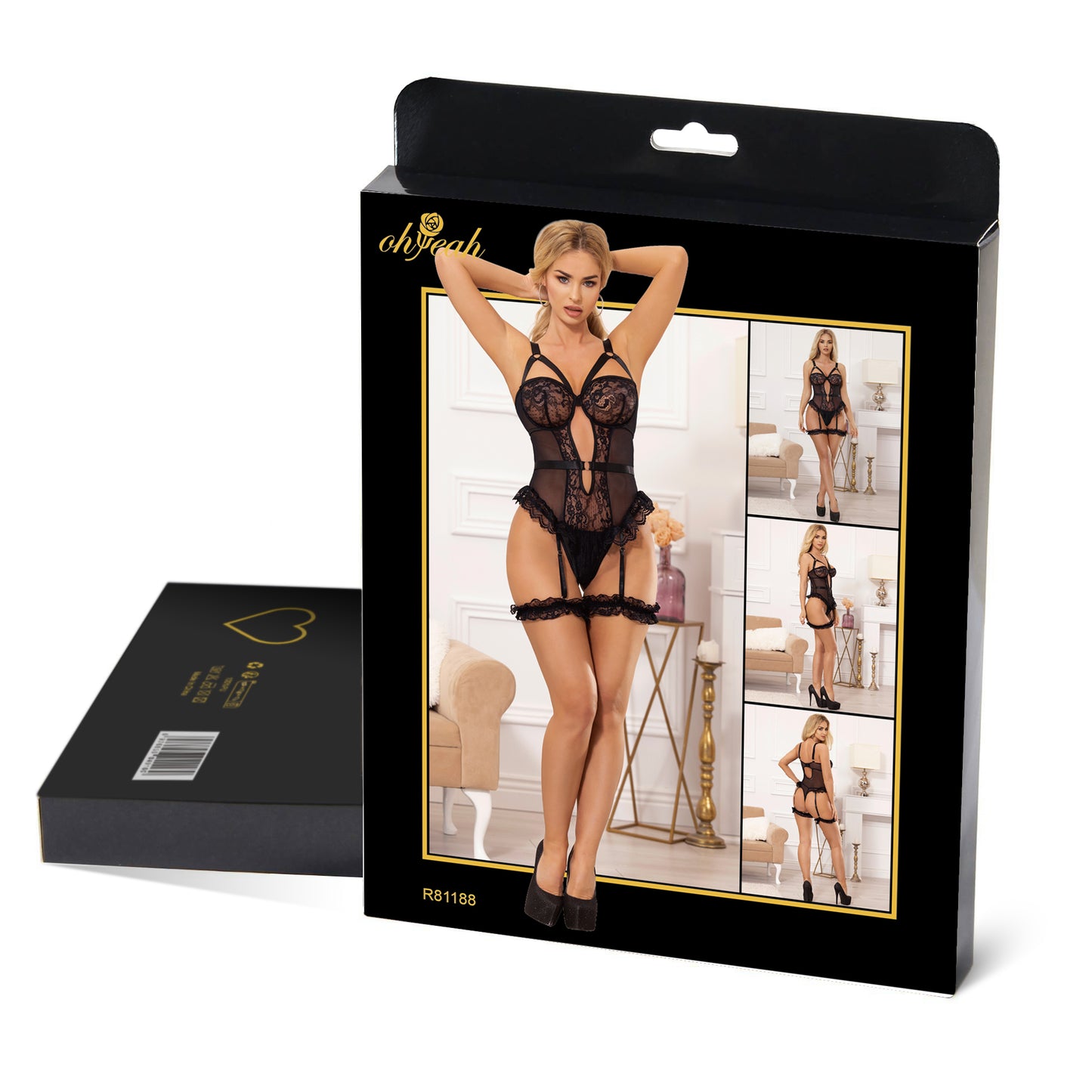 Pink Sexy Slim Lace Garter Leg Ring Teddy