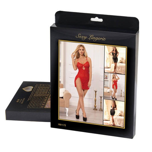 Red Lace With Underwire Adjustable Straps Babydoll