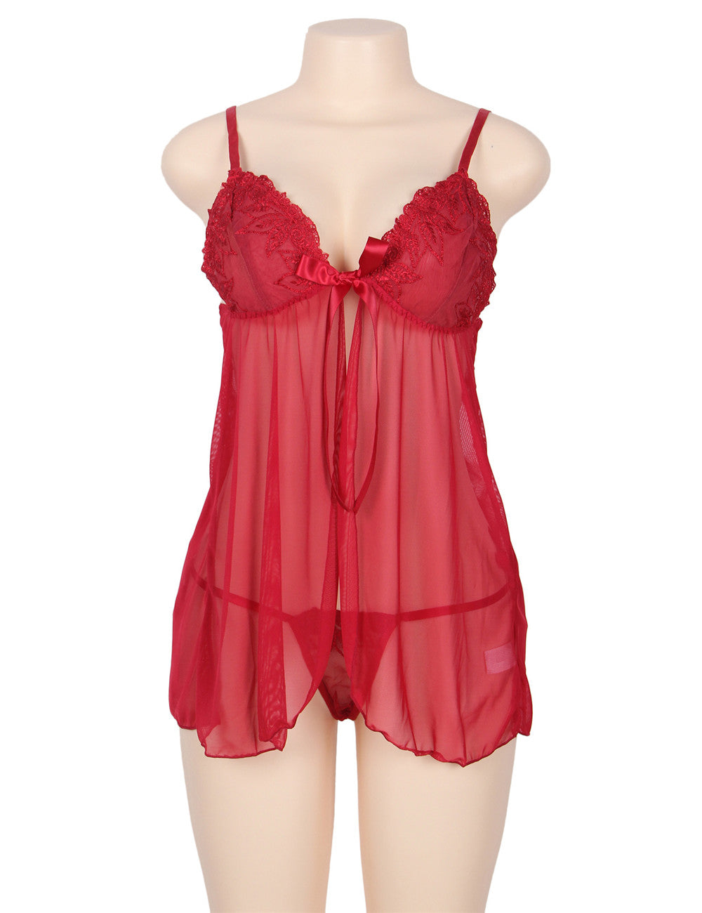 Red Multi-fibre Elegant Fly-away Babydoll