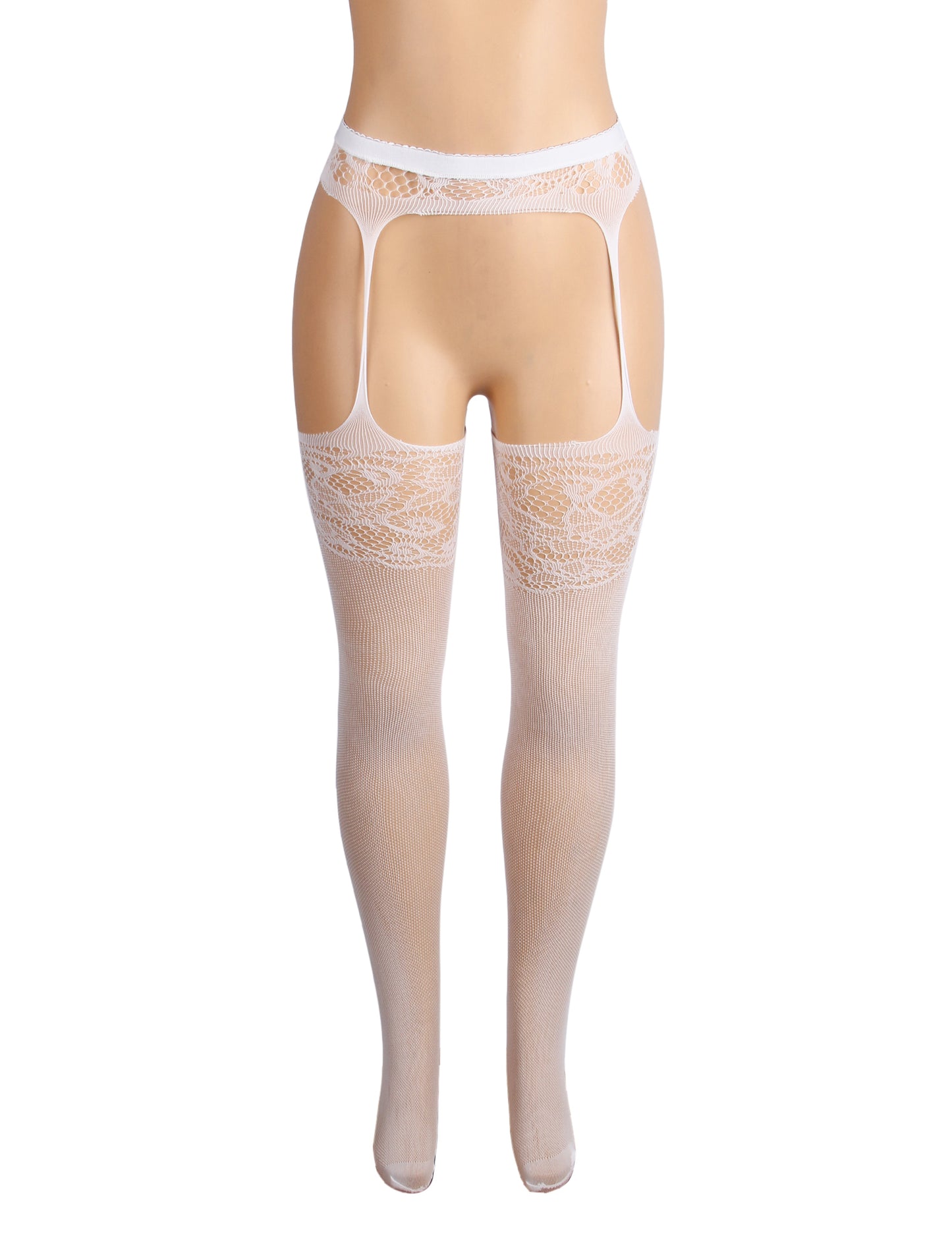 White Sexy Jacquard Fishnet Pantyhose Tights