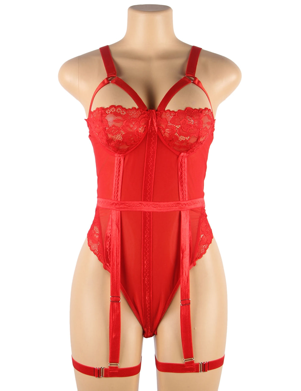 Sexy Red Slim Lace Garter Leg Ring Teddy