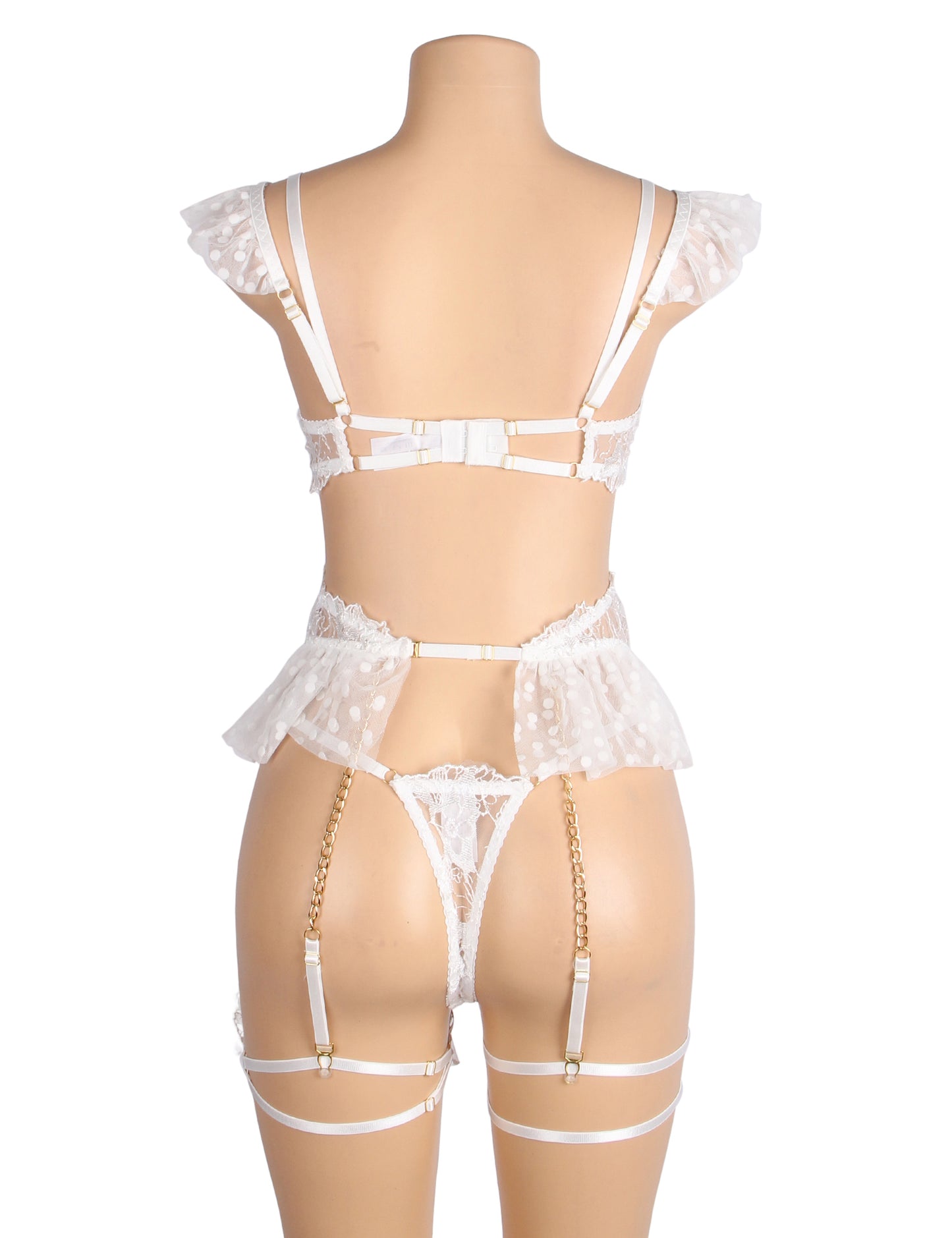 White Sexy Lace Garter Bra Panty Set