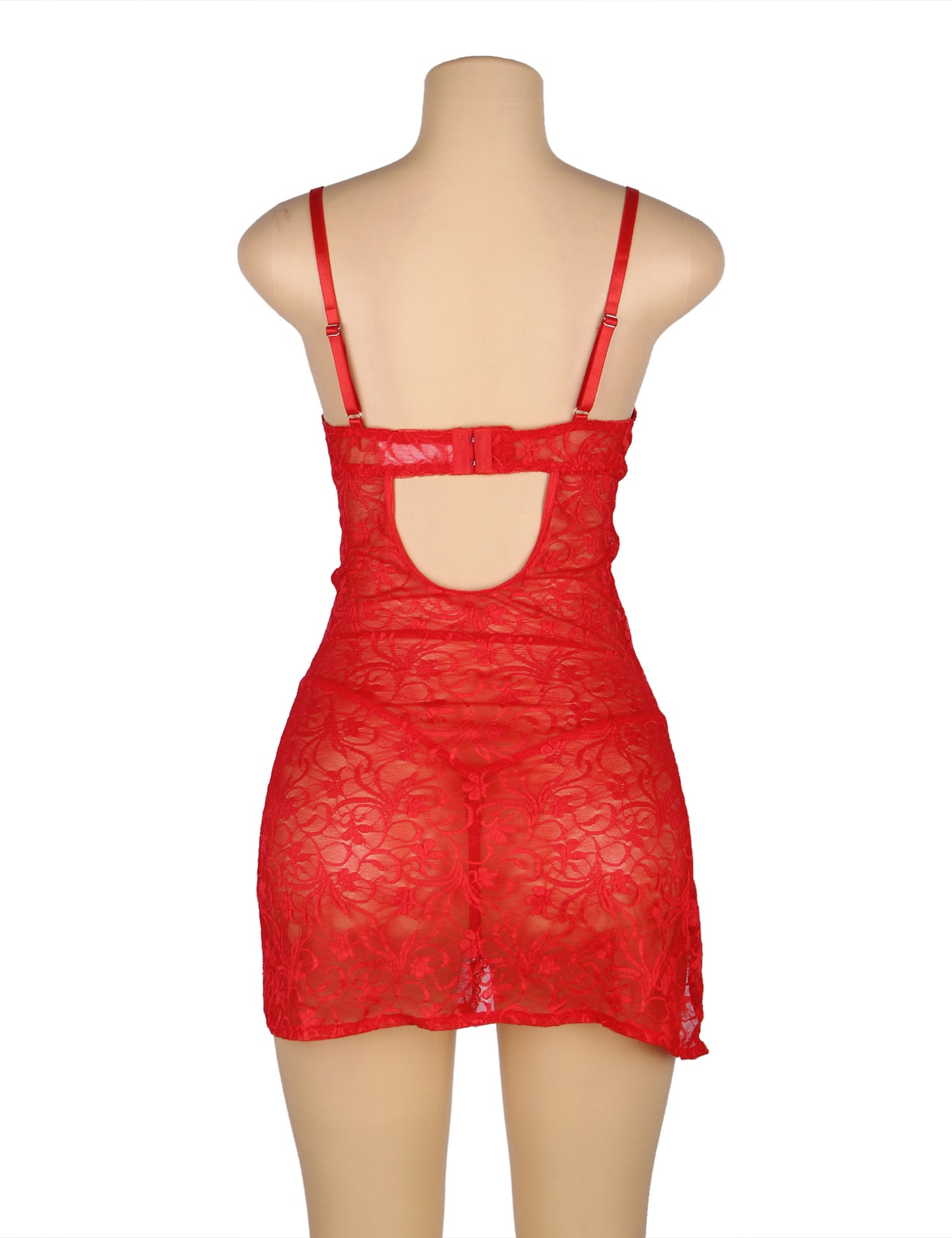 Red Lace With Underwire Adjustable Straps Babydoll