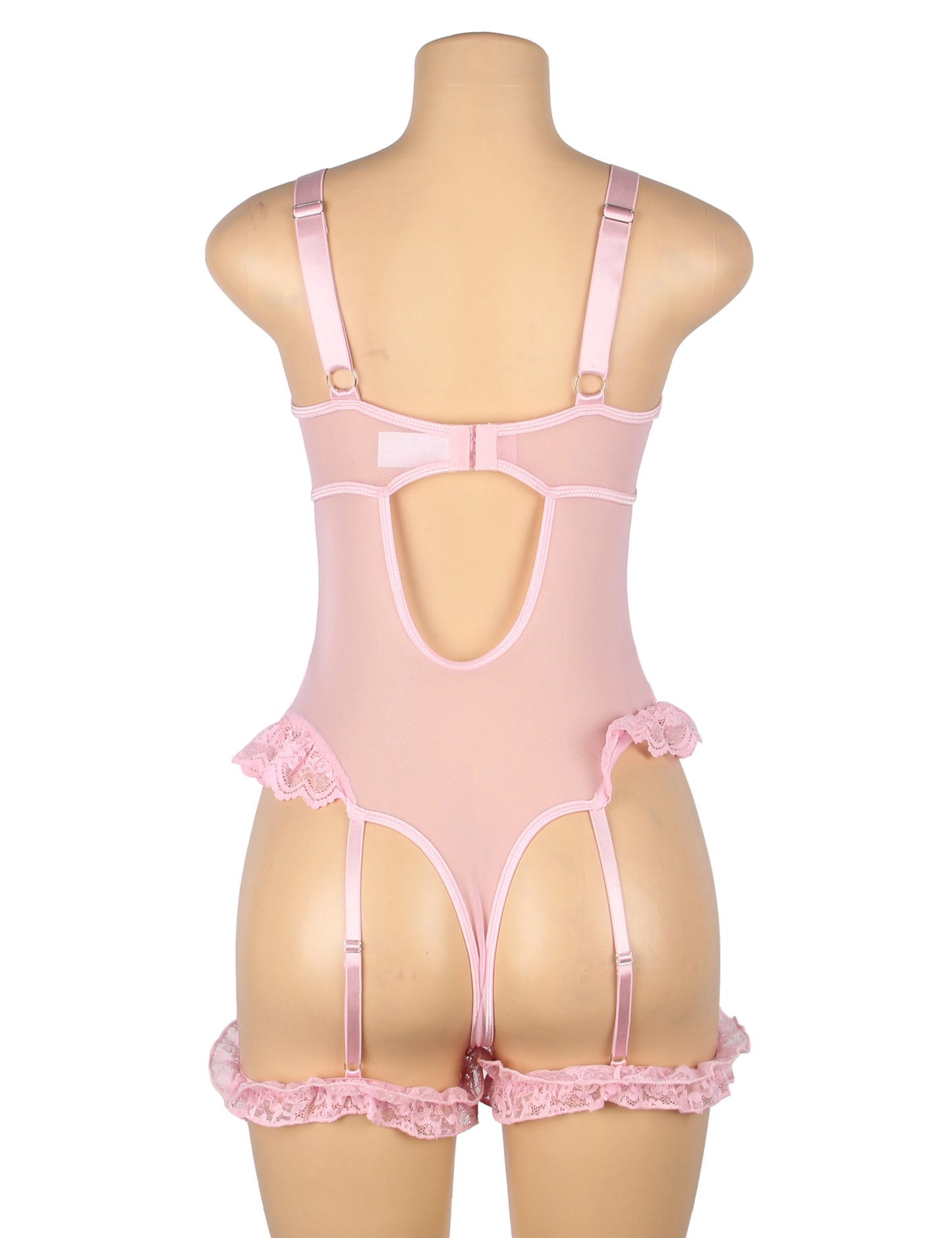Pink Sexy Slim Lace Garter Leg Ring Teddy