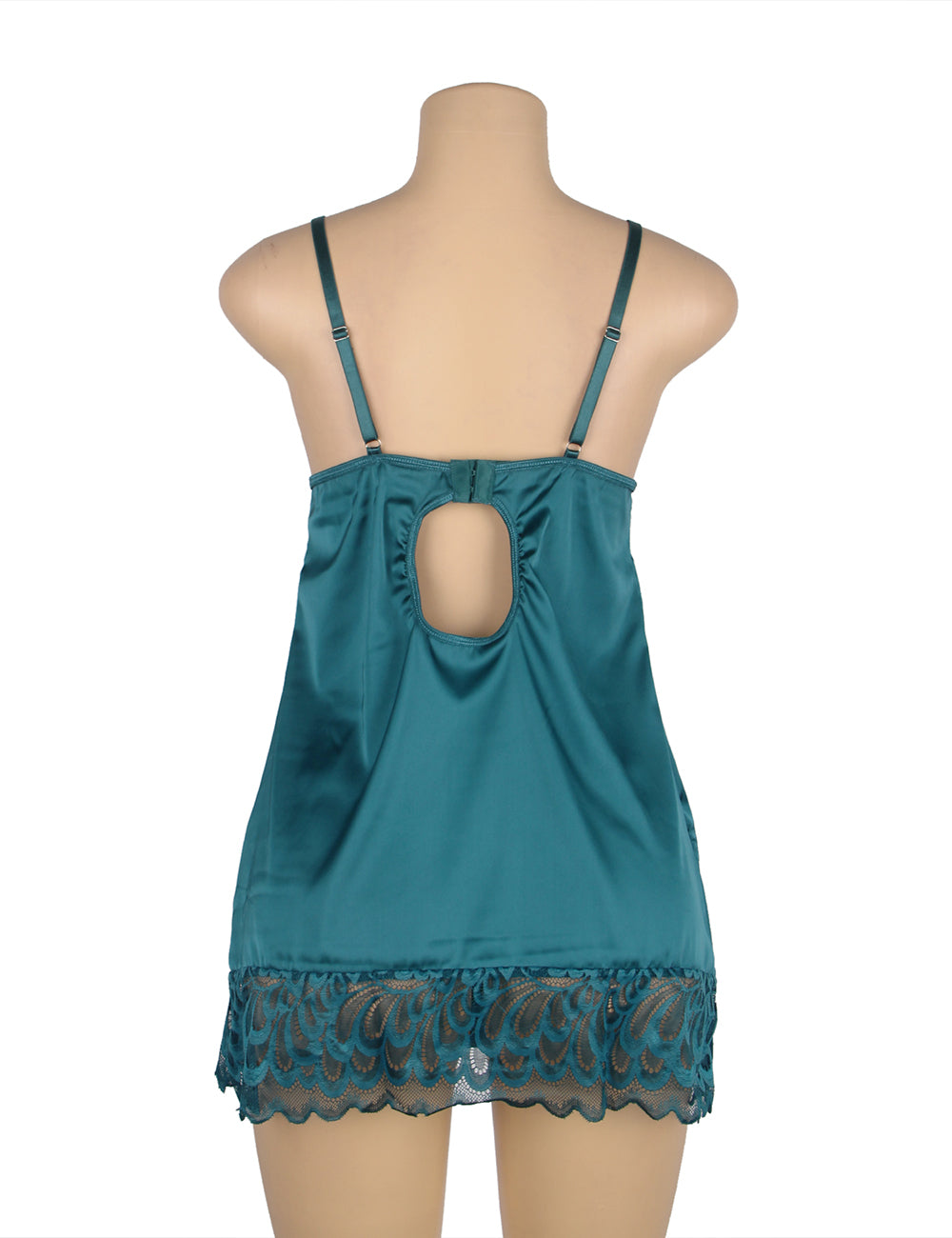 Green Lace Floral Back Closure with Hook and Eye Sexy Babydoll