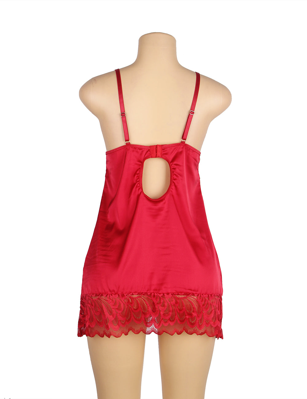 Red Lace Floral Back Closure with Hook and Eye Sexy Babydoll