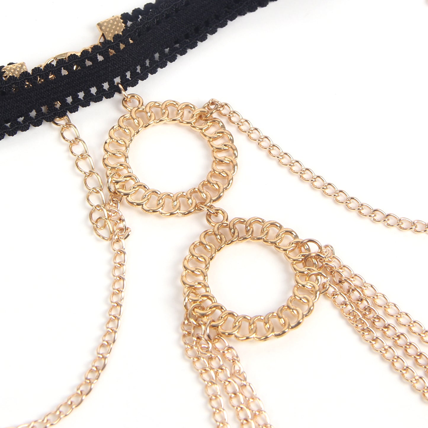 Gold Sexy Four Layers Double Circles Chain Leg Ring