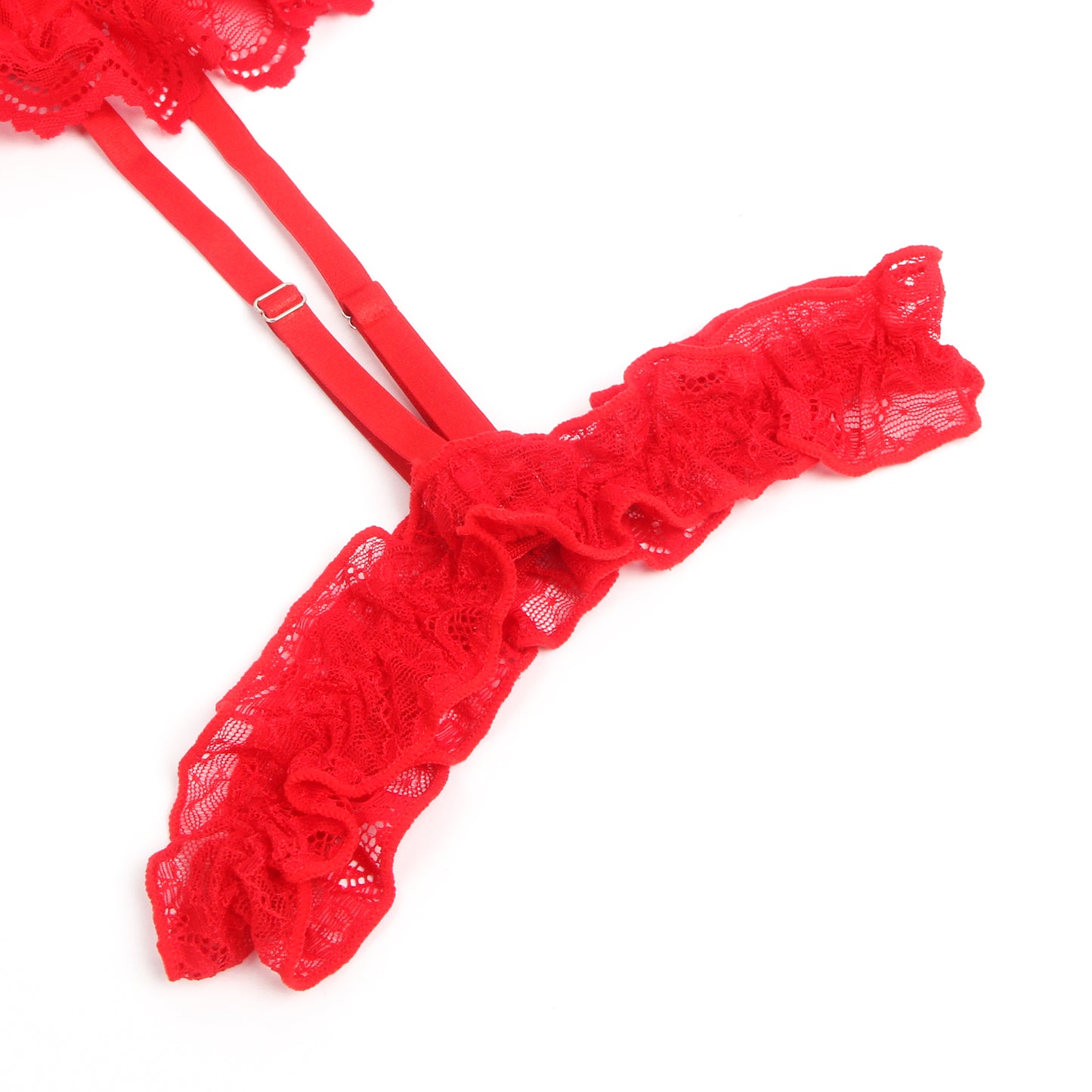 Red Sexy Slim Lace Garter Leg Ring Teddy