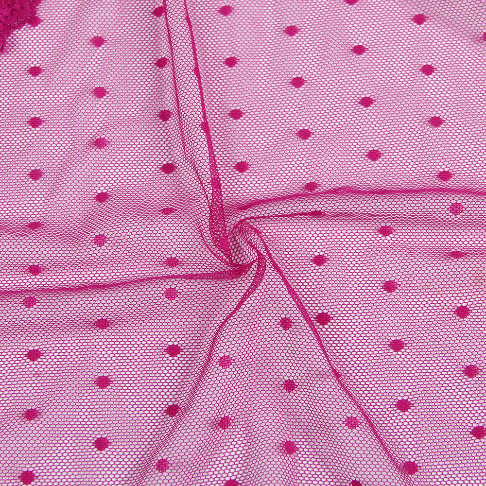 Purple Open Front Dot Patterns Comfortable Mesh Babydoll
