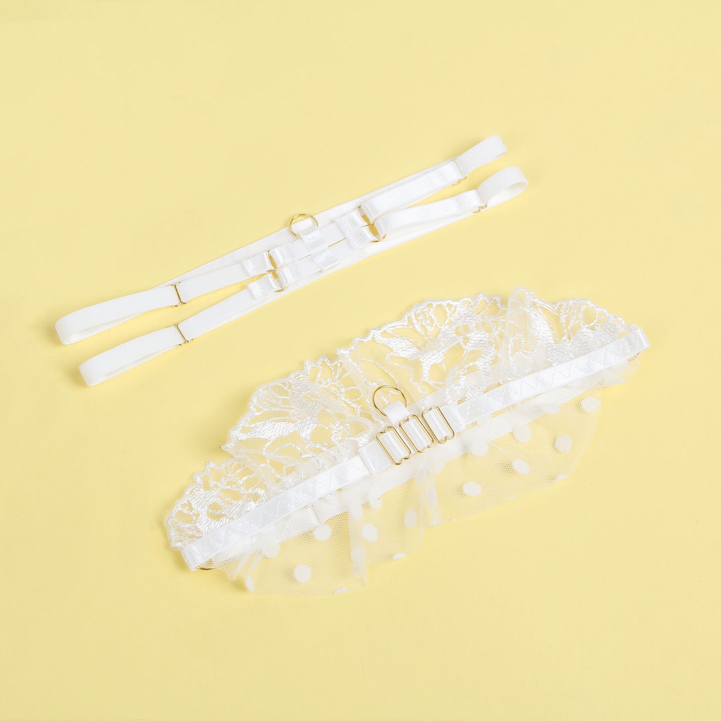 White Sexy Lace Garter Bra Panty Set