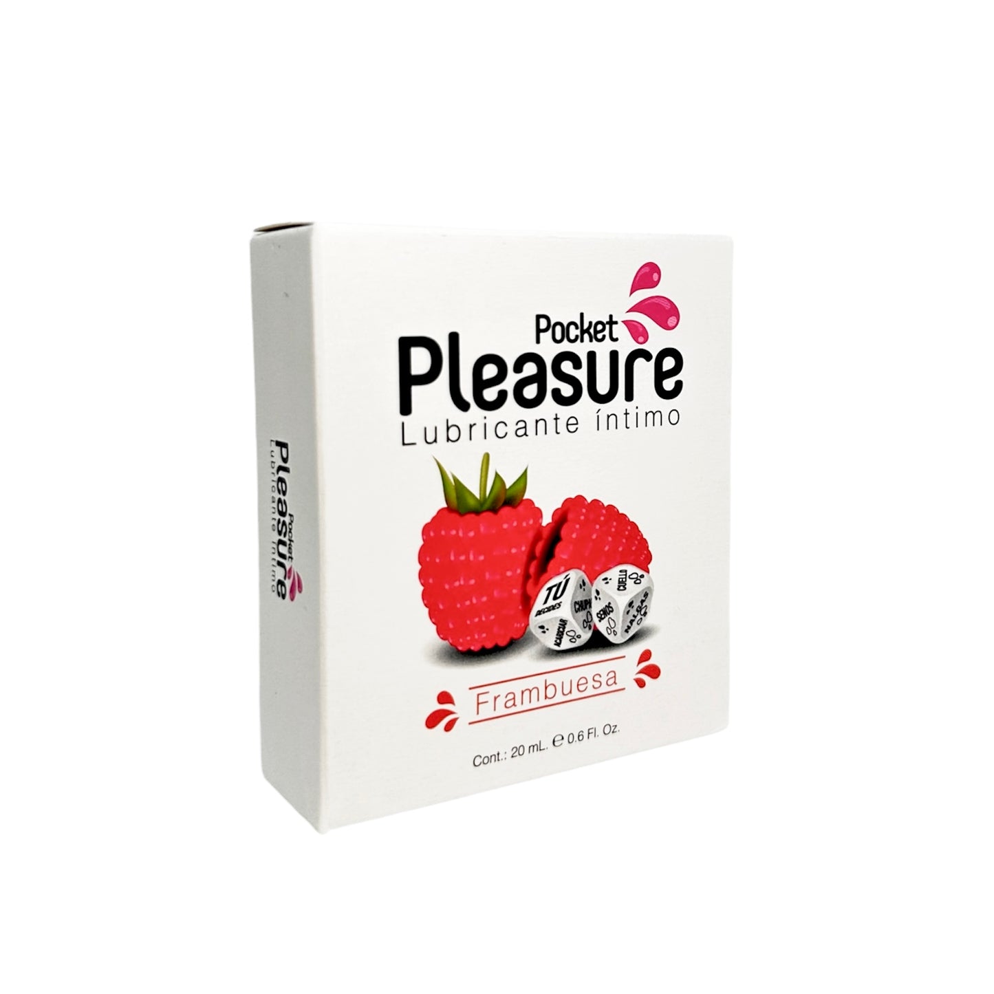 Pocket Pleasure Intimate Lubricant With Glow In Dark Dice - Raspberry