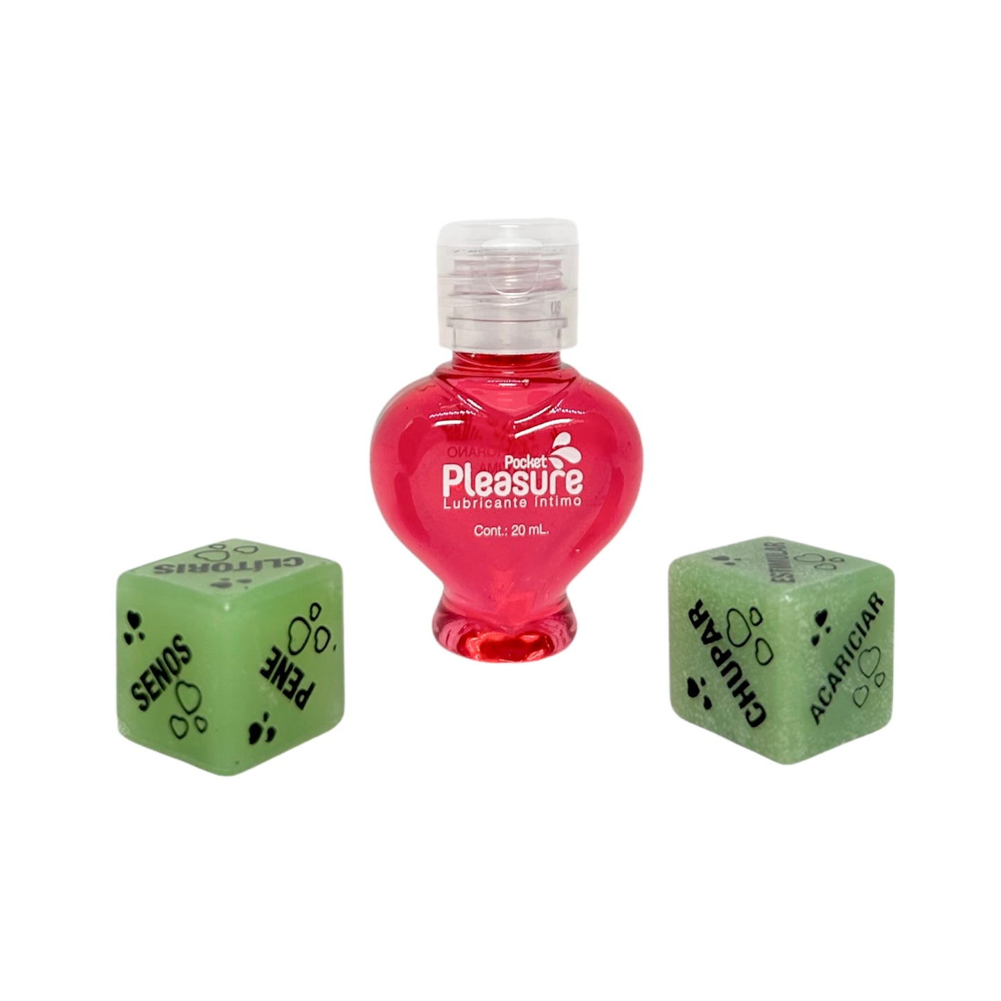 Pocket Pleasure Intimate Lubricant With Glow In Dark Dice - Raspberry