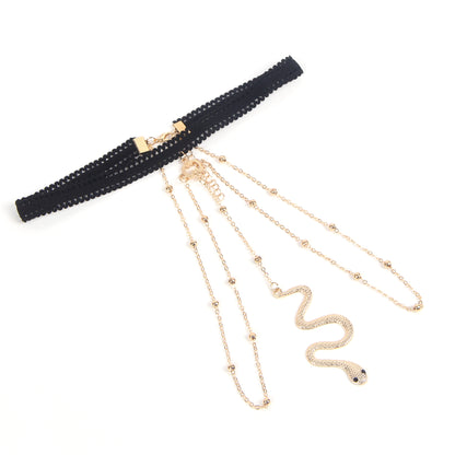 Gold Sexy Snake Pendant Chain Leg Ring