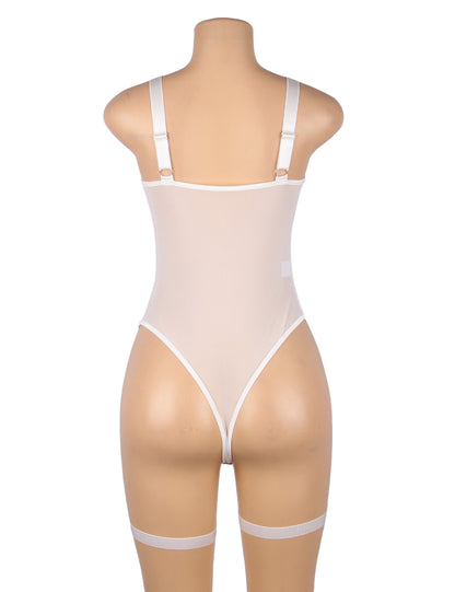 White Sexy Slim Lace Garter Leg Ring Teddy