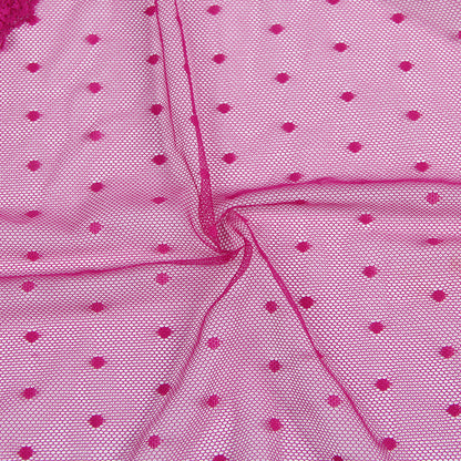 Purple Open Front Dot Patterns Comfortable Mesh Babydoll