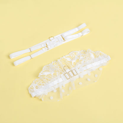 White Sexy Lace Garter Bra Panty Set