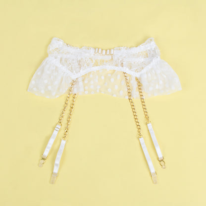White Sexy Lace Garter Bra Panty Set